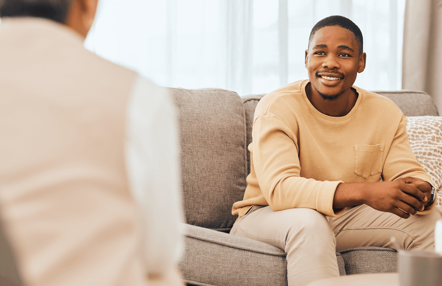 Man at therapy for mental healthcare support